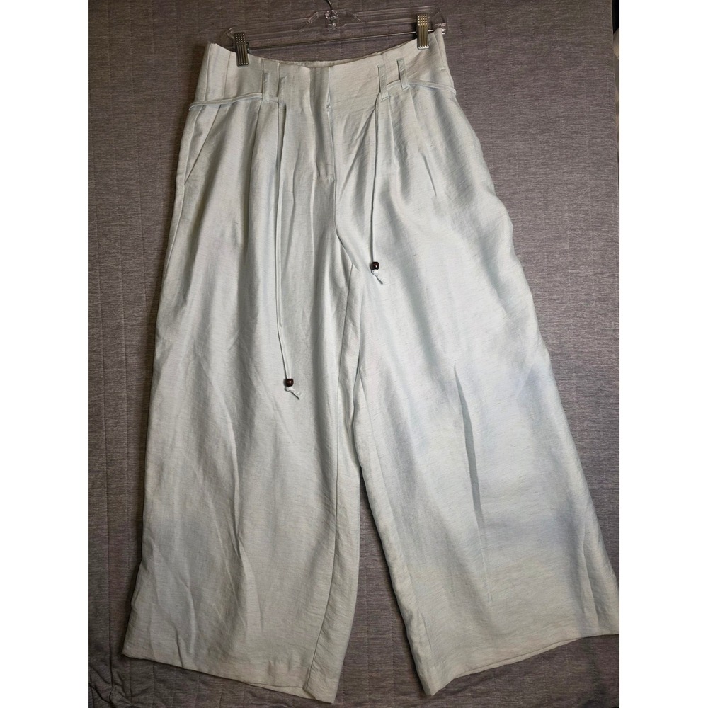 1478 Simply Vera Vera Wang Light Blue High Rise Wide Leg Pull On Crop Pants Sz 6